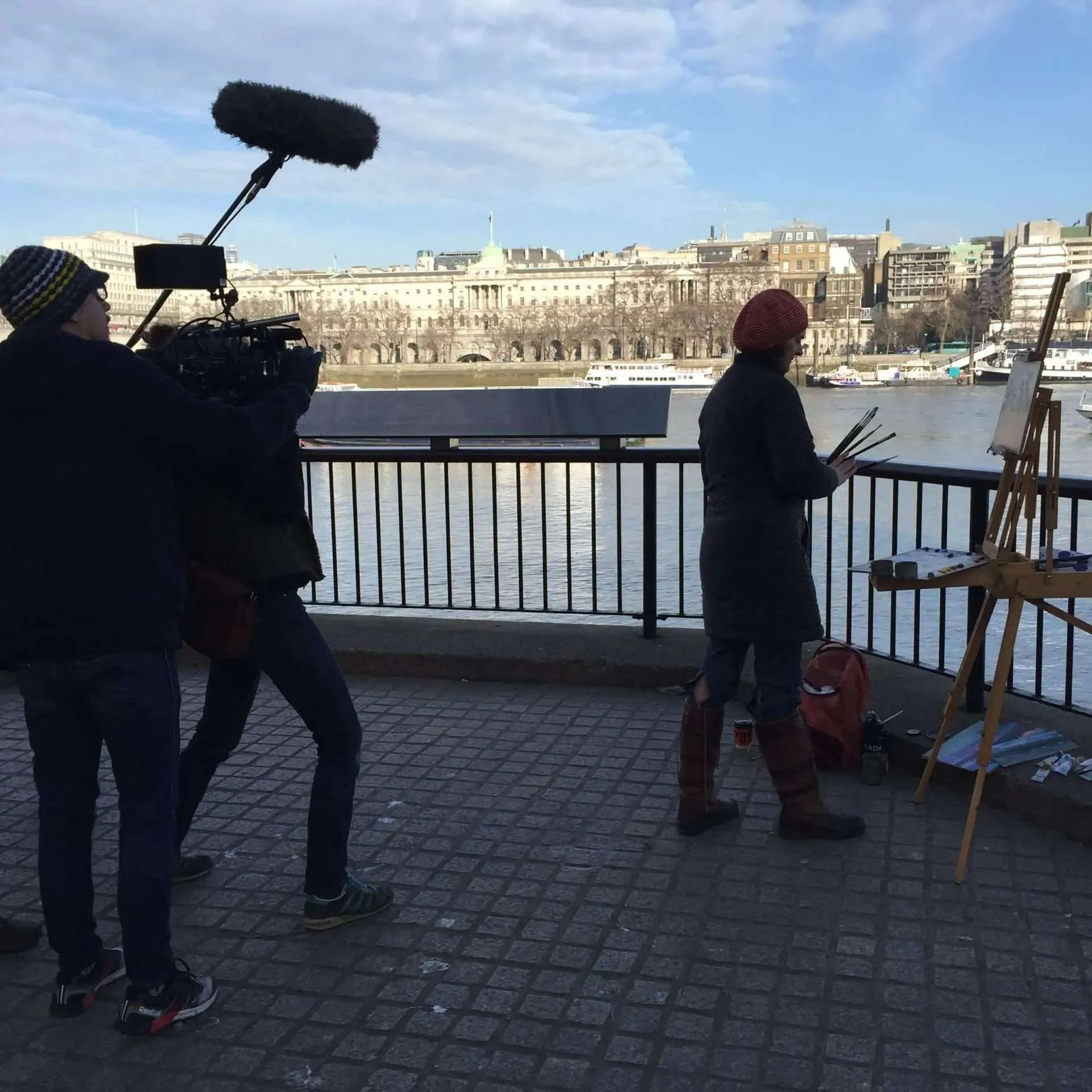 Ann witheridge, teaching page, Southbank with film crew